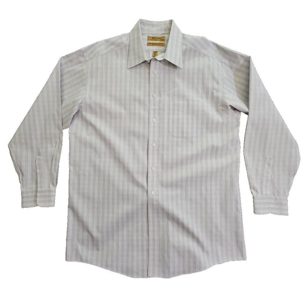 Roundtree & Yorke Gold Label Button-Up Shirt 16 1/2 35 Windowpane 100% Cotton